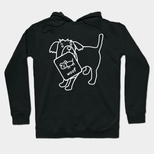 White Line Cute Dog Self Portrait Hoodie